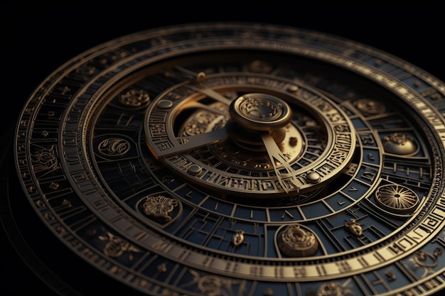 Orologio dorato del cerchio dello zodiaco Genera Ai