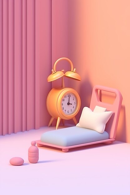 Orologio e sveglia 3D in stile rendering AI generato