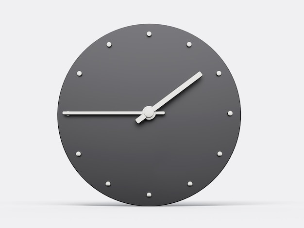 Orologio semplice grigio 145 o quarto alle due o39clock Illustrazione 3D dell'orologio minimo moderno