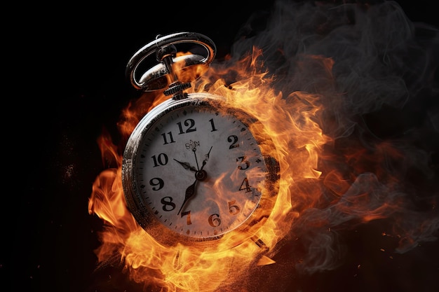 Orologio sulla scadenza del fuoco concetto di tempo di combustione IA generativa