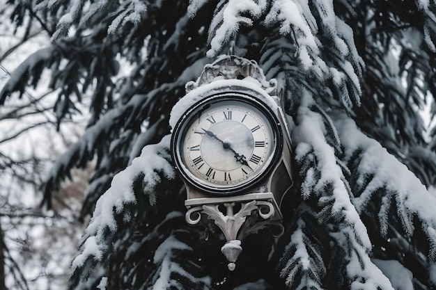 Orologio vintage all'aperto in rete neurale invernale ai generata