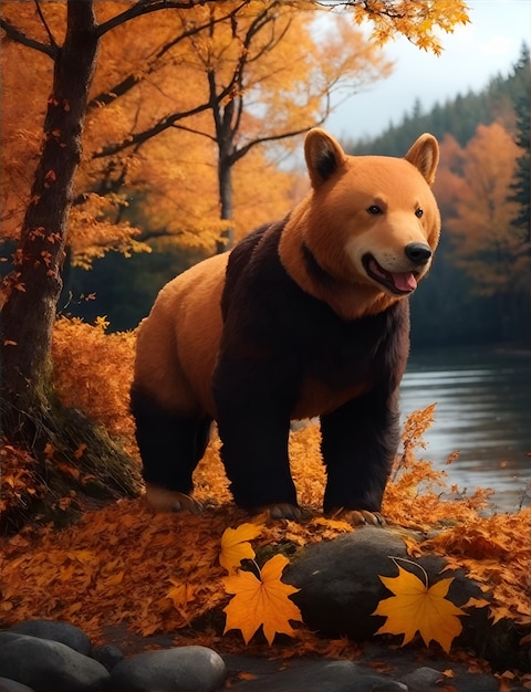 Orso autunnale nella foresta