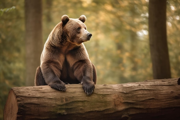 Orso bruno europeo nella foresta