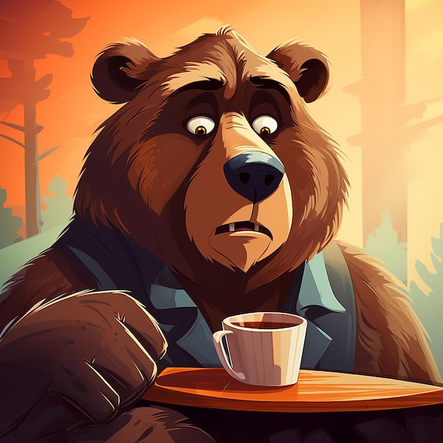 Orso che beve caffè