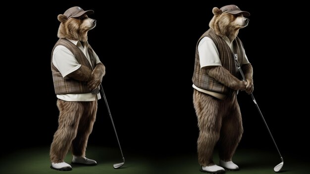 Orso che gioca a golf IA generativa