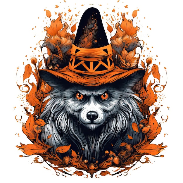 orso Halloween costume design vettoriale nello stile di ispirazione tatuaggio nero chiaro e arancione