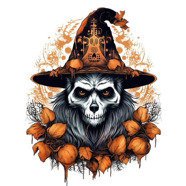 orso Halloween costume design vettoriale nello stile di ispirazione tatuaggio nero chiaro e arancione