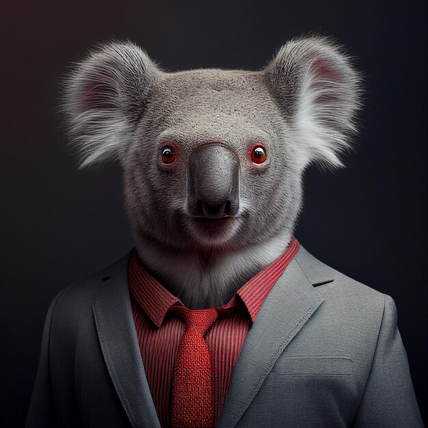 orso koala in abito formale elegante e camicia cena indossare ufficio rosso aziendale