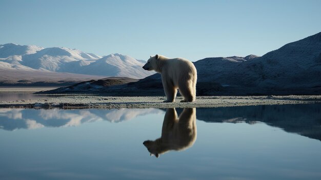 Orso marrone in piedi sul ghiaccio