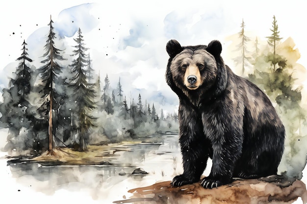 orso nero illustrazione grafica arte digitale