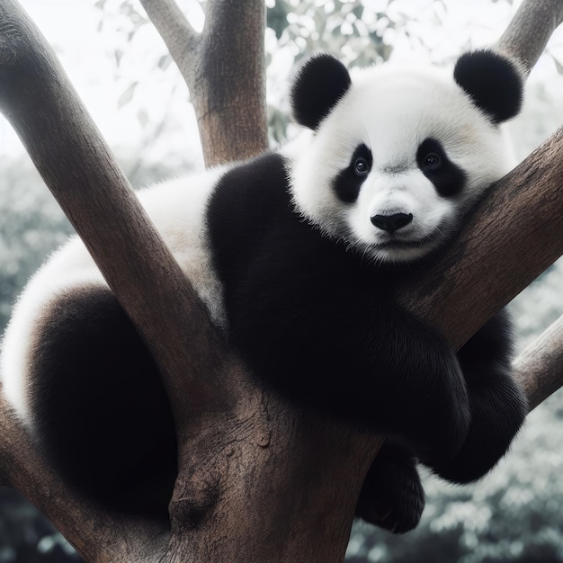 orso panda gigante su un albero nella foresta