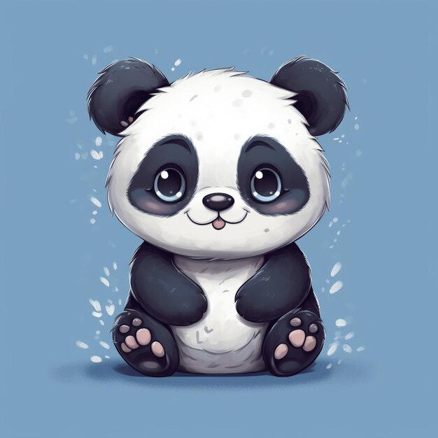 Orso panda seduto a terra con le zampe incrociate generative ai
