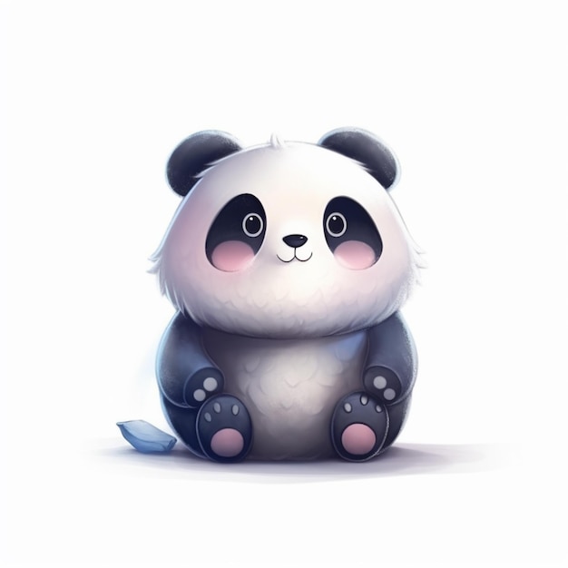 Orso panda seduto a terra con le zampe incrociate
