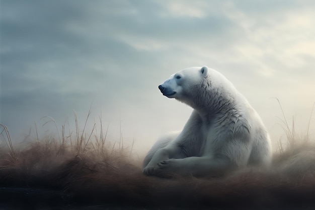 Orso polare al Polo Nord in inverno