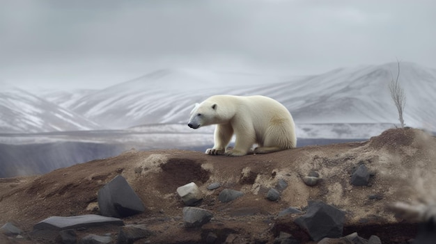 Orso Polare in una terra senza ghiacci Generative AI image weber