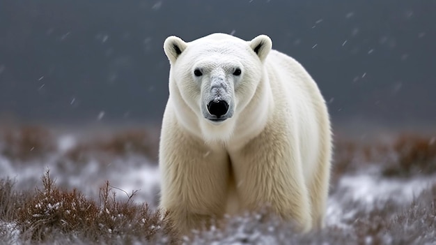 Orso polare maschio Ursus maritimus nella neve Orso polare sulla banchisa