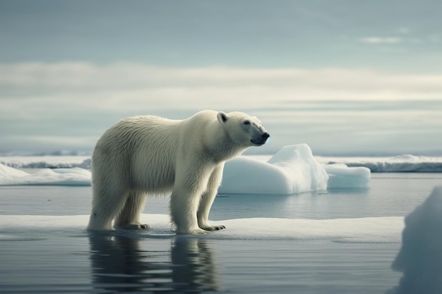 Orso polare su un lastrone di ghiaccio nell'Artico