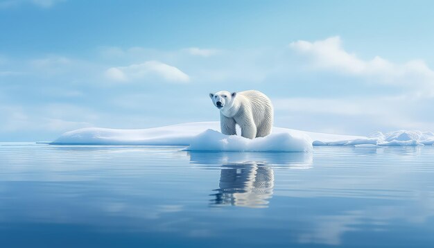 Orso polare su una banchina di ghiaccio in mare