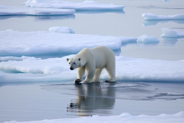 Orso polare sul concetto di riscaldamento globale del ghiaccio