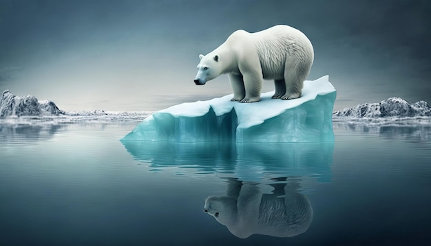 Orso polare sul lastrone di ghiaccio Generative Ai