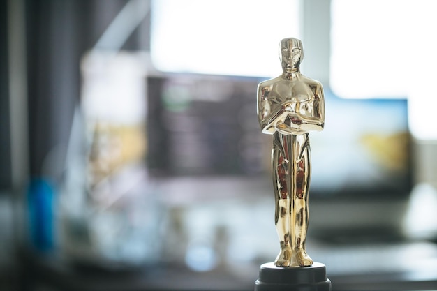Oscar e concetto di film Primo piano del trofeo Oscar