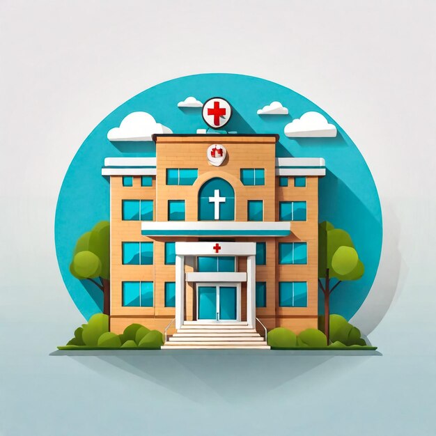 Ospedale illustrato in stile cartone animato