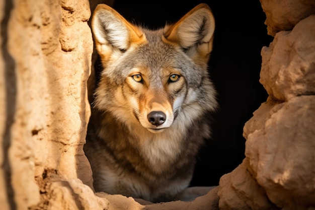 Osservatore silenzioso Lo sguardo gelido di un coyote