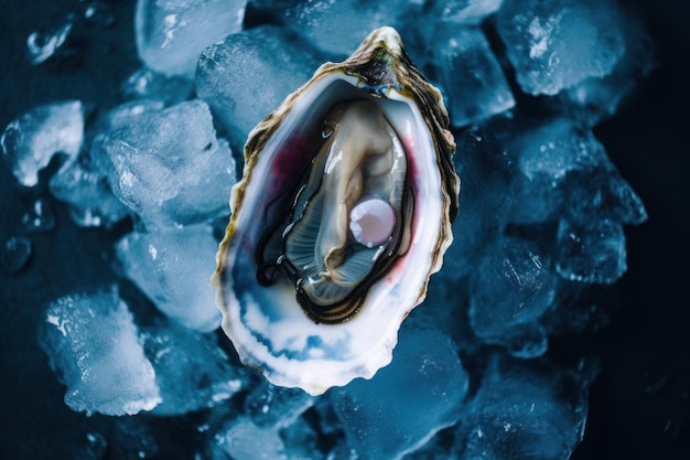 Ostrica su ghiaccio in mezzo al mare IA generativa