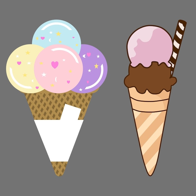 OTTURATORE immagini stock Illustrazione del cono gelato del cioccolato e della fragola su fondo trasparente grigio