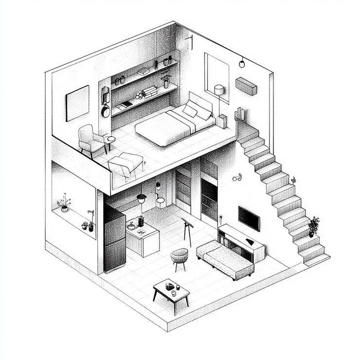 Outline Structure On White Background