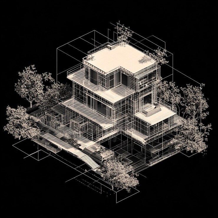 Outline Structure On White Background