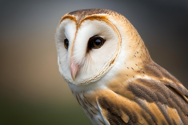 Owl Tyto albahead testa primo piano Generazione AI