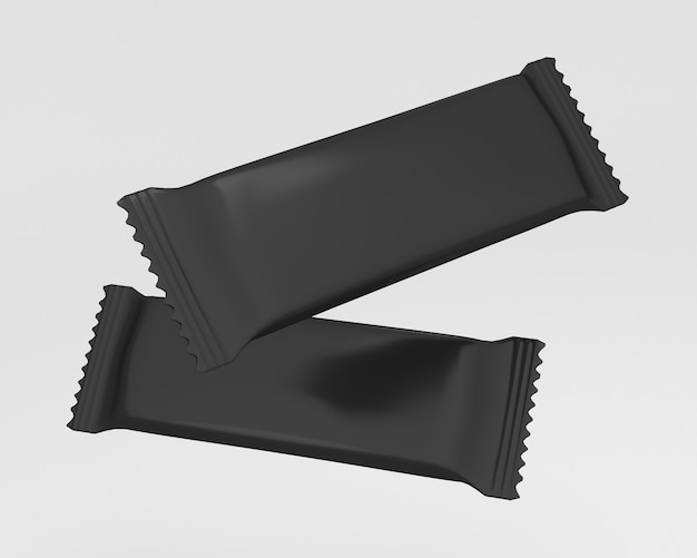 Pacchetto barretta di cioccolato vuota di flow pack - 3d rendering