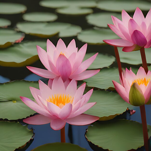 pad d'acqua rosa con il centro giallo e il fiore rosa al centro