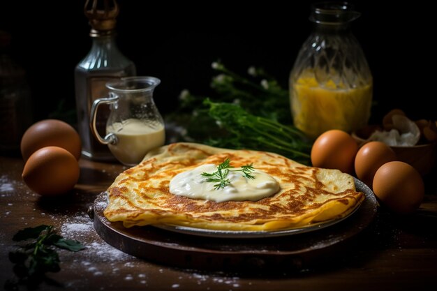 Padella per friggere due crepe uova di latte