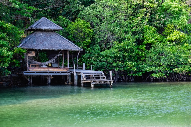 Padiglione sul mare nella foresta di mangrovie