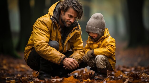 padre che gioca con il bambino in natura foto