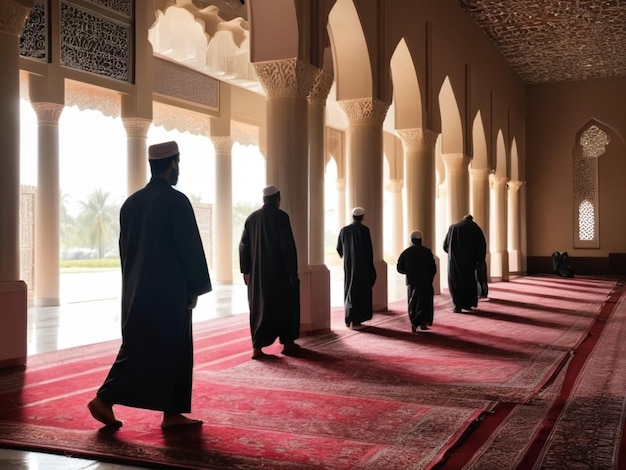 Padre e figlio che vanno in moschea