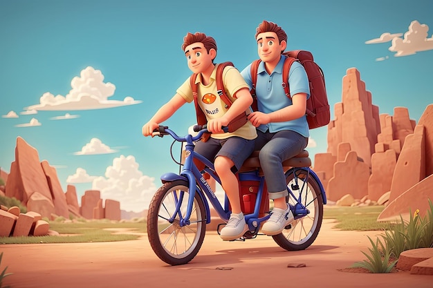 Padre e figlio in bicicletta isolati colorazione