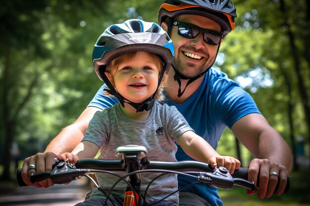 Padre e figlio in bicicletta