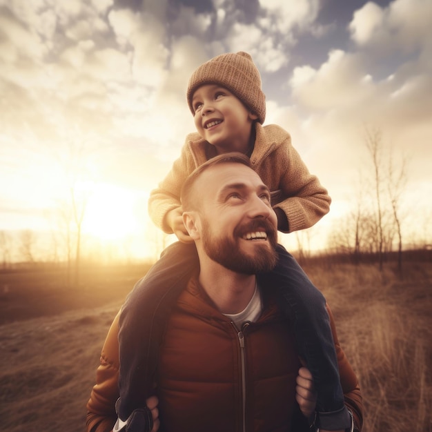 Padre e figlio si divertono da vicino