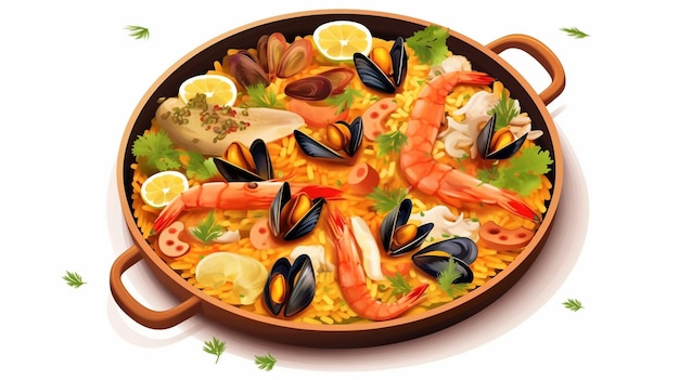 paella di pesce carta da parati HD 8K immagine fotografica