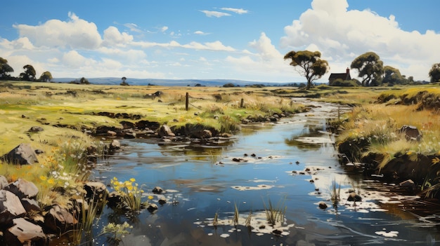 Paesaggi australiani: mucche vicino al fiume