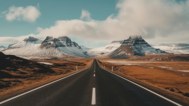 Paesaggi d'Islanda La strada che porta alle montagne IA generativa