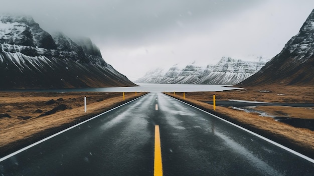Paesaggi d'Islanda La strada che porta alle montagne IA generativa
