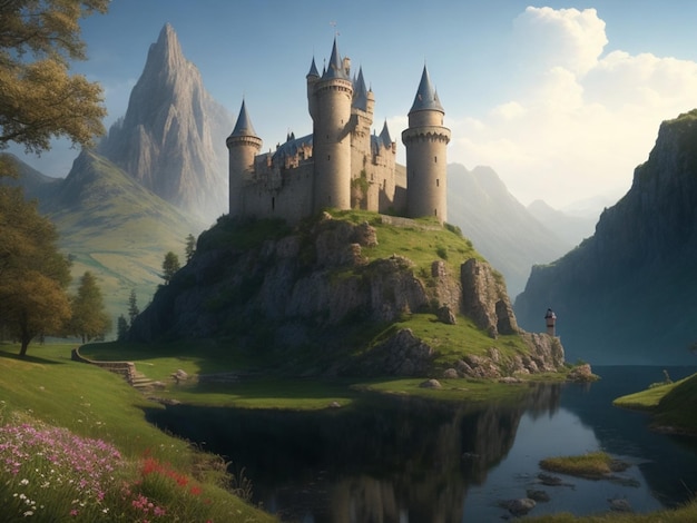 Paesaggi fantastici e bellissimi paesaggi magici castello medievale
