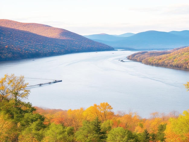 Paesaggi profondamente bellissimi sono una firma del fiume Hudson ai generato
