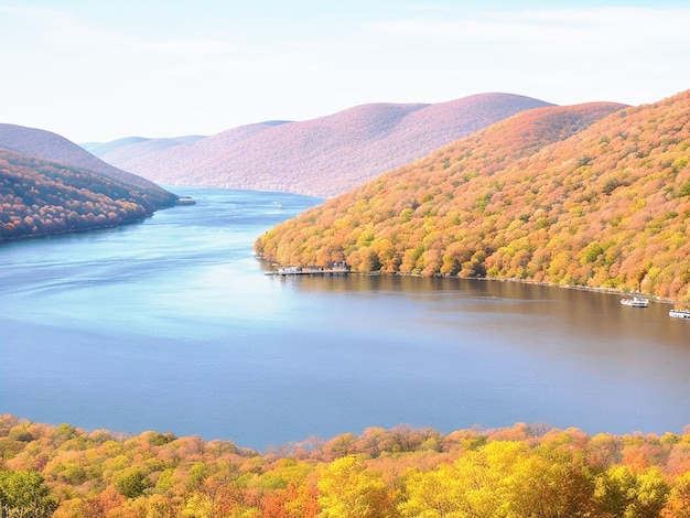 Paesaggi profondamente bellissimi sono una firma del fiume Hudson ai generato