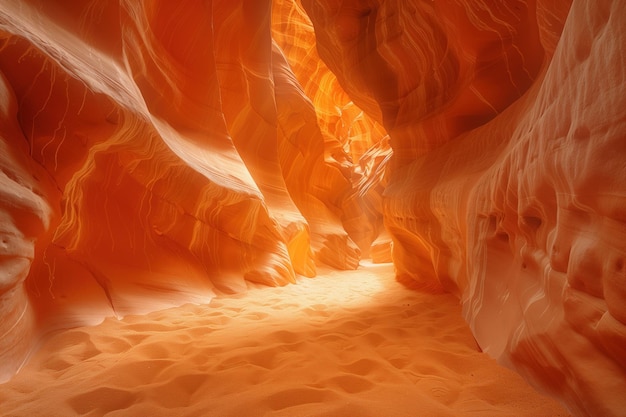 Paesaggio a colori caldi visto all'interno di un canyon di arenaria