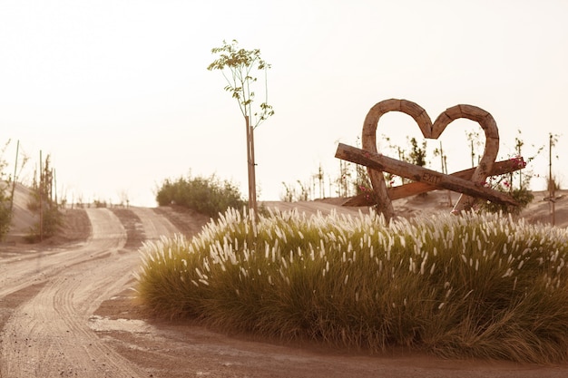 Paesaggio a forma di cuore del lago love a Dubai